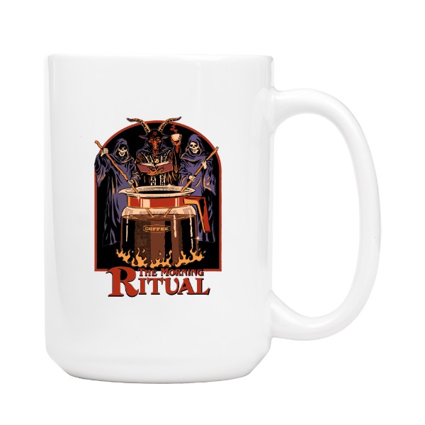 Hrnek velký bílý s potiskem Ranní ritual hrnek